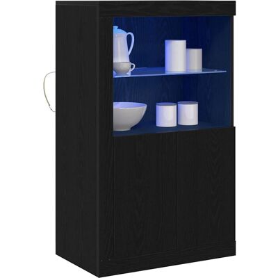 Vidaxl Schwarzer Eichen LED-Lichtschrank - Stauraumschrank Vidaxl Schwarzer Eichen LED-Lichtschrank - Stauraumschrank