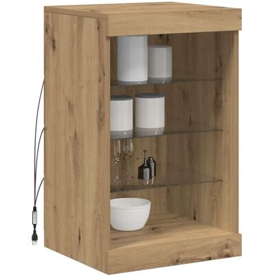 VIDAXL - Dressoir met LED-verlichting Eiken Ambacht 41x37x67 cm - Sideboard VIDAXL - Dressoir met LED-verlichting Eiken Ambacht 41x37x67 cm - Sideboard