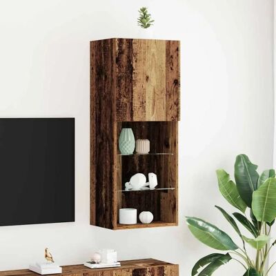 Meuble TV avec éclairage LED Bois ancien 40,5x30x102 cm vidaXL - Publicité Meuble TV avec éclairage LED Bois ancien 40,5x30x102 cm vidaXL - Publicité