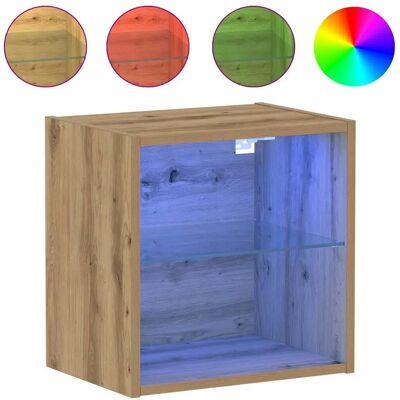 vidaXL Artisan Eiche Holzwerkstoff mit einem Glasregal Kompakt Brown - Storage Cabinet vidaXL Artisan Eiche Holzwerkstoff mit einem Glasregal Kompakt Brown - Storage Cabinet