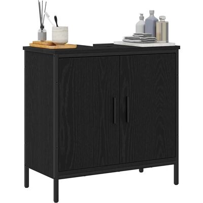 VidaXL Black Engineered Wood Bathroom Vanity Unit - Vanity Unit VidaXL Black Engineered Wood Bathroom Vanity Unit - Vanity Unit