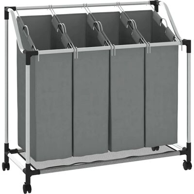 vidaXL Wäschekorb mit Rollen - 4 Fächer Grau vidaXL Wäschekorb mit Rollen - 4 Fächer Grau