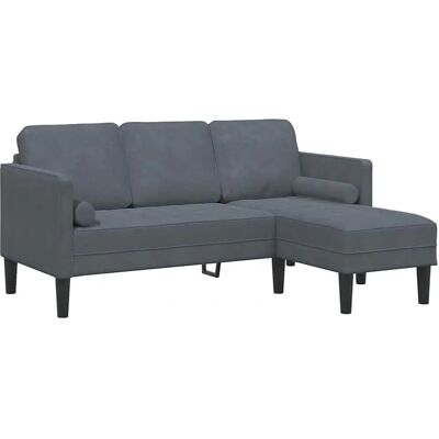 Vidaxl Stor mørkegrå stof- og træsofa - Møbel til stue Vidaxl Stor mørkegrå stof- og træsofa - Møbel til stue