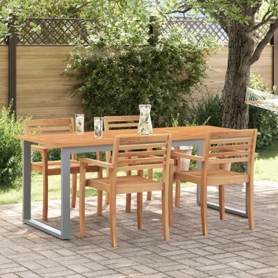 Vidaxl Stahl- und Holz-Esstisch für den Außenbereich - Moderner minimalistischer Stil Vidaxl Stahl- und Holz-Esstisch für den Außenbereich - Moderner minimalistischer Stil