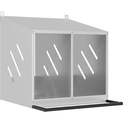 vidaXL Kyllinge-æggeboks - Galvaniseret sølvmetal - 54x64x59,5cm vidaXL Kyllinge-æggeboks - Galvaniseret sølvmetal - 54x64x59,5cm