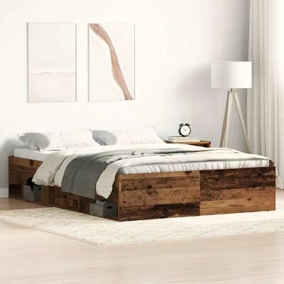 vidaXL Bettgestell mit Antikholz-Optik - 135x190cm - Bettgestell vidaXL Bettgestell mit Antikholz-Optik - 135x190cm - Bettgestell