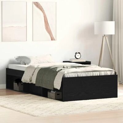 vidaXL Bettgestell - Schwarz Eichen-Optik - Für 90x200 cm Matratze vidaXL Bettgestell - Schwarz Eichen-Optik - Für 90x200 cm Matratze