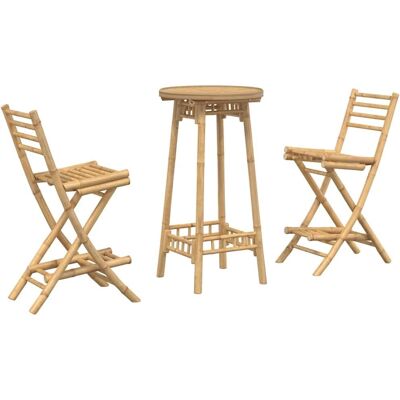 VIDAXL Außen Bambus Bar Set - 3-teilig Klappbar Gart Bar VIDAXL Außen Bambus Bar Set - 3-teilig Klappbar Gart Bar