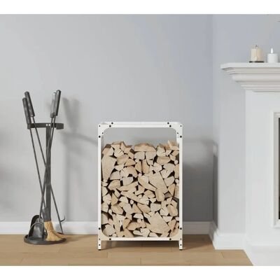 vidaXL Support à bois Blanc 44x28x65 cm Acier laminé à froid - Support à bois - Publicité vidaXL Support à bois Blanc 44x28x65 cm Acier laminé à froid - Support à bois - Publicité