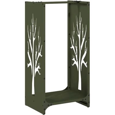 vidaXL Kaminholzregal Olivgrün 40x30x80 cm Kaltgewalzter Stahl - Kaminholzregal vidaXL Kaminholzregal Olivgrün 40x30x80 cm Kaltgewalzter Stahl - Kaminholzregal