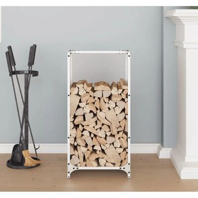 vidaXL Support pour bois de chauffage Blanc 40x30x80 cm - Porte-bois - Publicité vidaXL Support pour bois de chauffage Blanc 40x30x80 cm - Porte-bois - Publicité