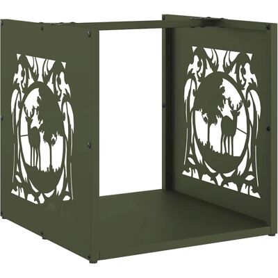 vidaXL Kaminholzregal Olivgrün 40x40x40 cm Kaltgewalzter Stahl - Kaminholzregal vidaXL Kaminholzregal Olivgrün 40x40x40 cm Kaltgewalzter Stahl - Kaminholzregal