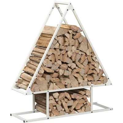 vidaXL Supports à bois Blanc 80x25x90 cm Acier laminé à froid - Support à bois de chauffage - Publicité vidaXL Supports à bois Blanc 80x25x90 cm Acier laminé à froid - Support à bois de chauffage - Publicité