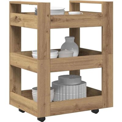 vidaXL Køkkenvogn sort 60x45x80 cm Massivt eg træ Finish i eg - Küchenwagen vidaXL Køkkenvogn sort 60x45x80 cm Massivt eg træ Finish i eg - Küchenwagen