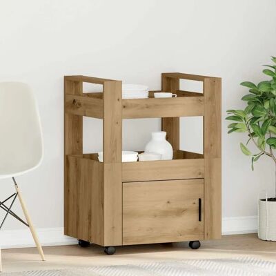 vidaXL Keukenwagen Hoogglans Wit 60x45x80 cm Hout Artisan Eik vidaXL Keukenwagen Hoogglans Wit 60x45x80 cm Hout Artisan Eik