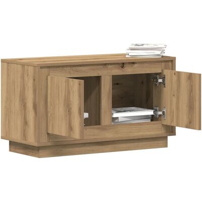 vidaXL TV Schrank Massivholz Eiche Holzwerkstoff Mittel Stauraum Braun - TV Cabinet vidaXL TV Schrank Massivholz Eiche Holzwerkstoff Mittel Stauraum Braun - TV Cabinet