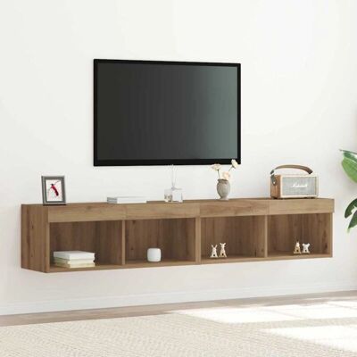 Vidaxl Rustik Eg 2-delt TV-skab med LED-belysning - TV-skab Vidaxl Rustik Eg 2-delt TV-skab med LED-belysning - TV-skab