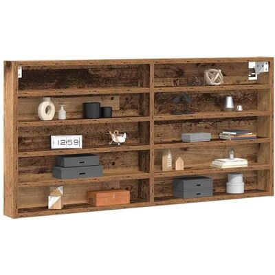 Vidaxl Rustieke Wandgemonteerde Houten Vitrinekast - 8 Planken Vidaxl Rustieke Wandgemonteerde Houten Vitrinekast - 8 Planken