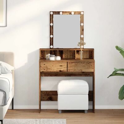 VidaXL Schminktisch mit Spiegel & LED-Lichter - Holz VidaXL Schminktisch mit Spiegel & LED-Lichter - Holz