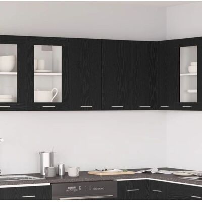 vidaXL Armario de Cocina Madera Negro Roble 60x31x60cm Puertas vidaXL Armario de Cocina Madera Negro Roble 60x31x60cm Puertas