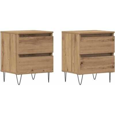 Vidaxl Rustikal Modern Nachttisch 2er Set Eiche 40x35x50 cm Vidaxl Rustikal Modern Nachttisch 2er Set Eiche 40x35x50 cm