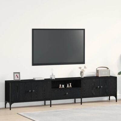 Vidaxl Schwarzer Eichen-TV-Schrank - 200x25x44 cm - Modernes Design Vidaxl Schwarzer Eichen-TV-Schrank - 200x25x44 cm - Modernes Design