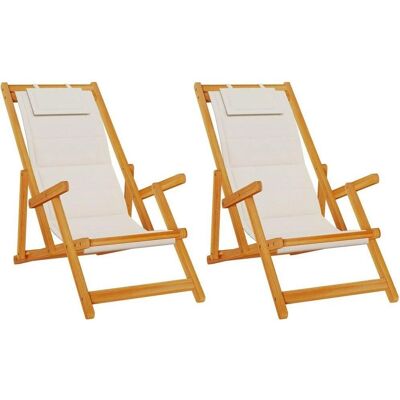 VidaXL Klappbare Strandstühle - Robustes Akazienholz & Textilene - 2 Stück VidaXL Klappbare Strandstühle - Robustes Akazienholz & Textilene - 2 Stück