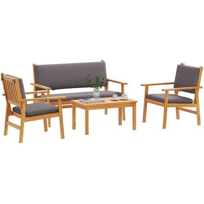 vidaXL Set aus 2 Natürliches Ölfinish Starkes Akazienholz Mittel Beige - Outdoor Sofa Set vidaXL Set aus 2 Natürliches Ölfinish Starkes Akazienholz Mittel Beige - Outdoor Sofa Set
