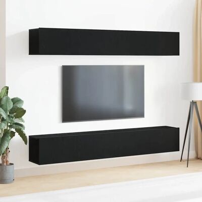 vidaXL Zwart Eiken TV-Set - Modern met 8 Laden vidaXL Zwart Eiken TV-Set - Modern met 8 Laden