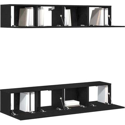 vidaXL Modern Wandgemonteerde TV Eenheid Roble Negro 4 Planken vidaXL Modern Wandgemonteerde TV Eenheid Roble Negro 4 Planken