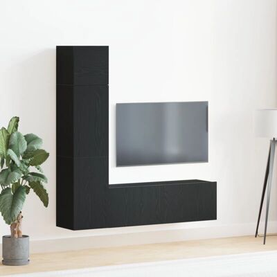 vidaXL - 3-teilige Wand-TV-Einheit - Black Oak - TV-Schrank vidaXL - 3-teilige Wand-TV-Einheit - Black Oak - TV-Schrank