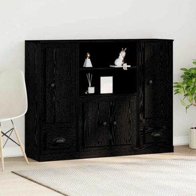 vidaXL Schwarzes Eichen-Hochregal - Hochregal, Schwarz, Rechteckig, 132x35.5x103.5 cm vidaXL Schwarzes Eichen-Hochregal - Hochregal, Schwarz, Rechteckig, 132x35.5x103.5 cm