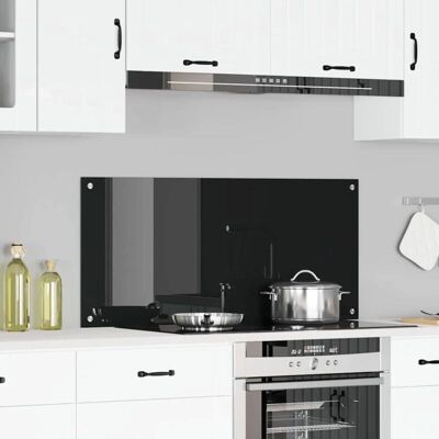 vidaXL - 110x50 Black Glass - Noir - Crédence de cuisine vidaXL - 110x50 Black Glass - Noir - Crédence de cuisine