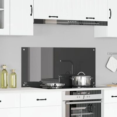vidaXL Keukensplashback Donkergrijs Glas 110x50 cm - Keukensplashback vidaXL Keukensplashback Donkergrijs Glas 110x50 cm - Keukensplashback