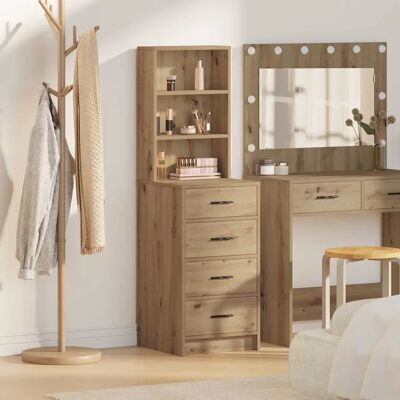 vidaXL Eichenhochschrank - Modern, 4 Schubladen, Holz, Elegant - Highboard vidaXL Eichenhochschrank - Modern, 4 Schubladen, Holz, Elegant - Highboard
