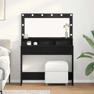 Vidaxl Schwarzer Eichen LED-Frisiertisch - Schlafzimmermöbel Vidaxl Schwarzer Eichen LED-Frisiertisch - Schlafzimmermöbel