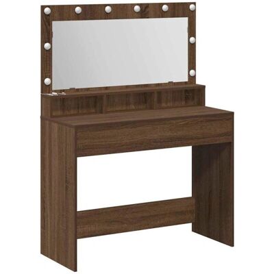 vidaXL Braun-eiche Holzfaserplatte 100 x 41 x 135 cm Schminktisch Brown - Makeup Table vidaXL Braun-eiche Holzfaserplatte 100 x 41 x 135 cm Schminktisch Brown - Makeup Table