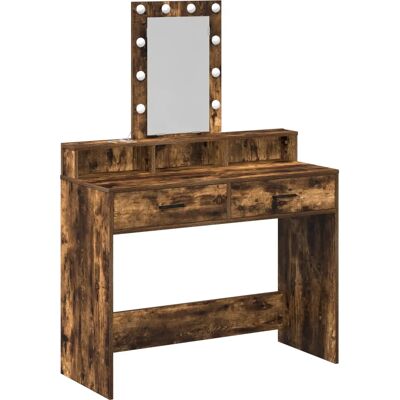 vidaXL Moderne Eikenhouten Make-up Tafel - Bruin - Slaapkamermeubel vidaXL Moderne Eikenhouten Make-up Tafel - Bruin - Slaapkamermeubel