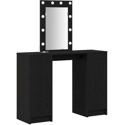 vidaXL Zwarte Spiegel met Glas & Metaal - Make-up Tafel vidaXL Zwarte Spiegel met Glas & Metaal - Make-up Tafel