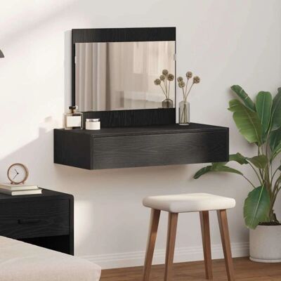 vidaXL Schwarzeiche MDF Glas Wandmontage Waschtisch vidaXL Schwarzeiche MDF Glas Wandmontage Waschtisch