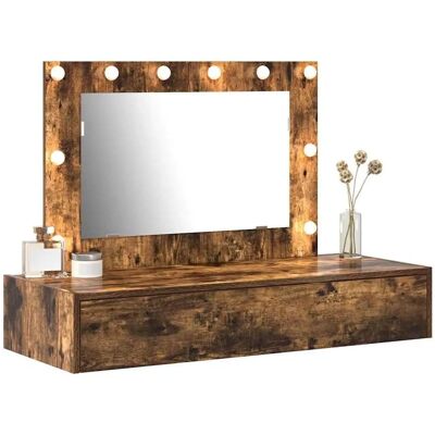 vidaXL Dębowa szafka łazienkowa - LED lustro - 100x40x70 cm - Szafka łazienkowa vidaXL Dębowa szafka łazienkowa - LED lustro - 100x40x70 cm - Szafka łazienkowa