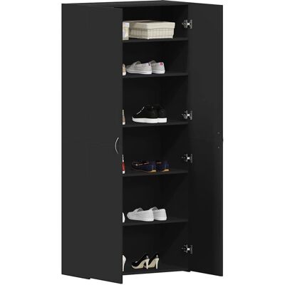 vidaXL Schoenenkast - Zwart - 80x35.5x180 cm - Schoenenkast vidaXL Schoenenkast - Zwart - 80x35.5x180 cm - Schoenenkast