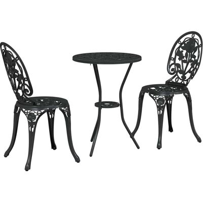 Vidaxl Outdoor Bistro Set für 2 - Metall, Schwarz, Kompakt Vidaxl Outdoor Bistro Set für 2 - Metall, Schwarz, Kompakt
