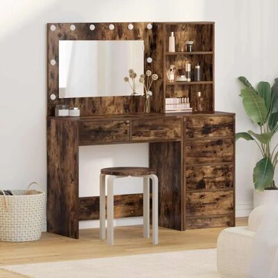 vidaXL Massief gerookt eikenhouten opbergruimte & kaptafel vidaXL Massief gerookt eikenhouten opbergruimte & kaptafel