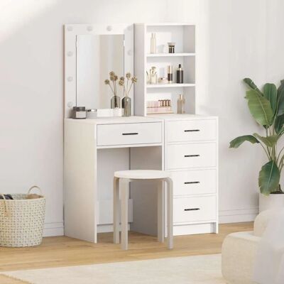vidaXL Hvidt Træhøjskab med Lys - Highboard vidaXL Hvidt Træhøjskab med Lys - Highboard