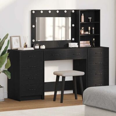 vidaXL Set mit 3 Schwarze Eiche Engineered Wood Groß Schubladen - Highboard vidaXL Set mit 3 Schwarze Eiche Engineered Wood Groß Schubladen - Highboard