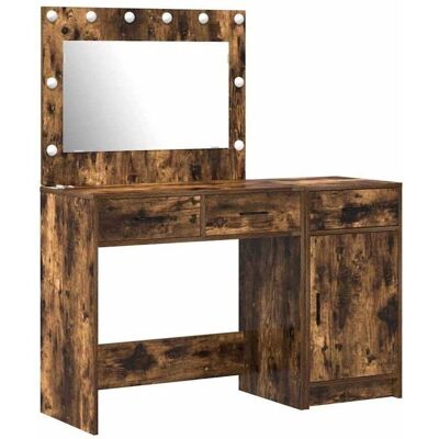 vidaXL Set aus 2 Rauch-Eiche Groß Spiegel Schminktisch - Vanity Table Set vidaXL Set aus 2 Rauch-Eiche Groß Spiegel Schminktisch - Vanity Table Set