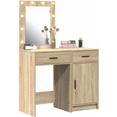 vidaXL Set mit 2 Sonoma Eiche Spanplatte Standard Schminktisch Beige - Vanity Table vidaXL Set mit 2 Sonoma Eiche Spanplatte Standard Schminktisch Beige - Vanity Table