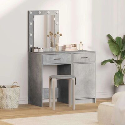 vidaXL Set von 2 Beton Grau Holzmaterial Sicherheitsglas - Badezimmer Waschtisch vidaXL Set von 2 Beton Grau Holzmaterial Sicherheitsglas - Badezimmer Waschtisch