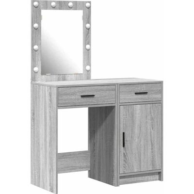 vidaXL Set van 2 Grijze Sonoma Make-up Statafel - Make-up Tafel Set vidaXL Set van 2 Grijze Sonoma Make-up Statafel - Make-up Tafel Set